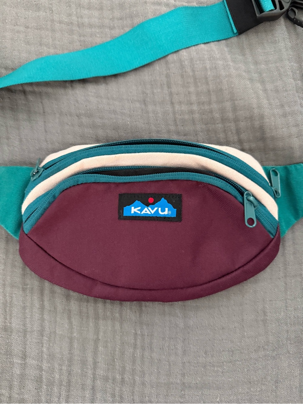 Kavu Burgundy, Teal & Cream Waist Pack